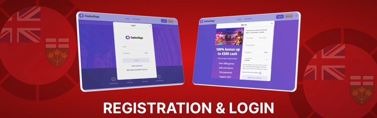 Registration login at casino days mobile
