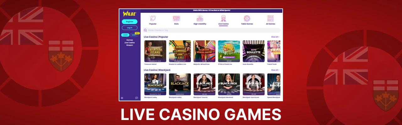 Wildz live casino games